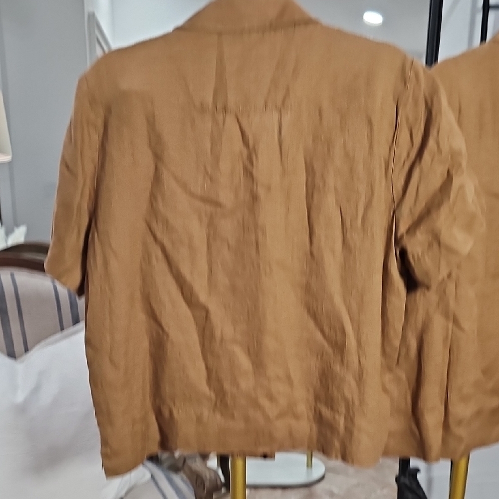 2 For 1 Quince Linen Cropped Button-Front Top – Camel | Sizes M | NWT - Picture 6 of 8
